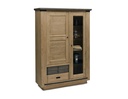 Vitrine 1 porte vitrée 1 bois 2 tiroirs Magellan
