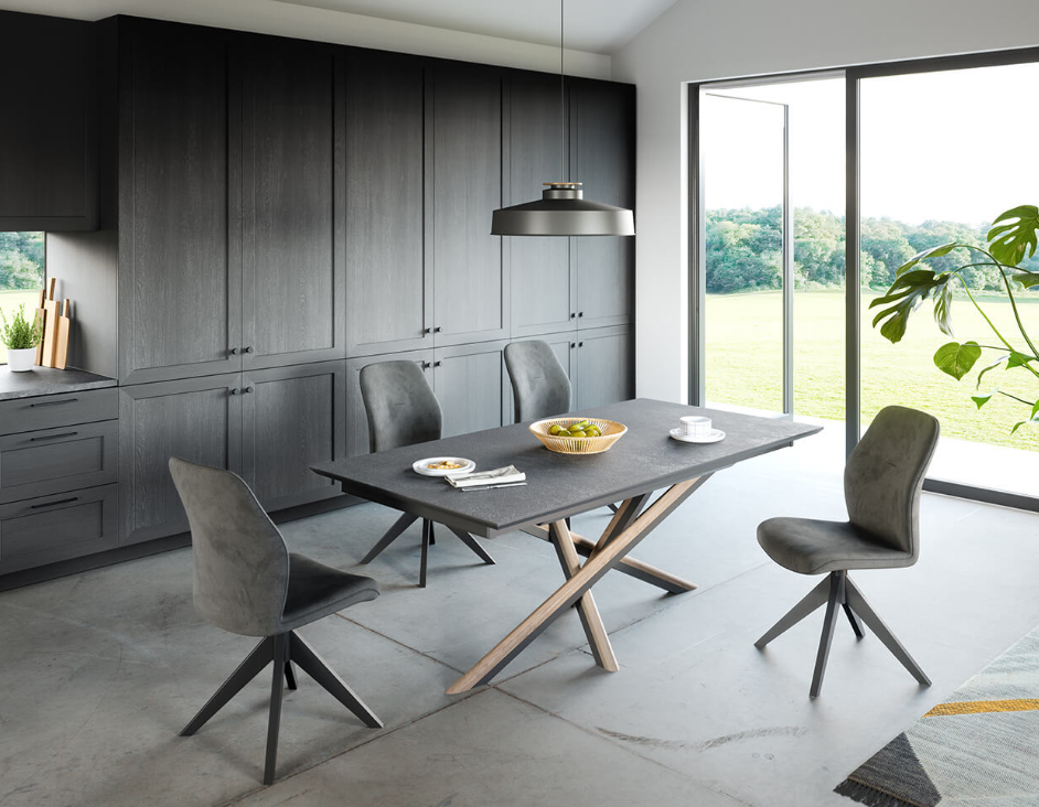 Table 180 cm pied central Saint-James - 2 allonges