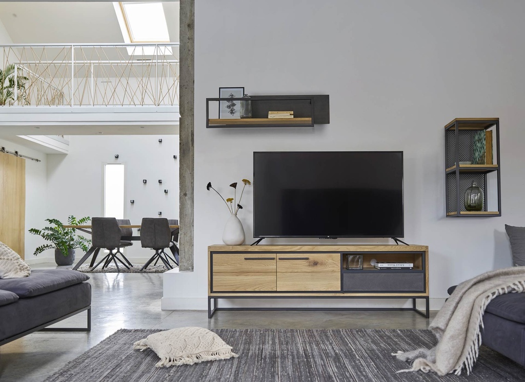 Meuble TV 2 portes bois 173 cm Brooks