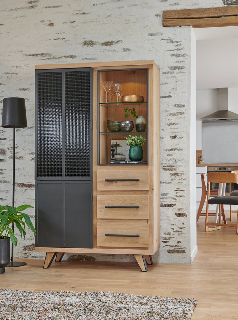 [PS-5806-24651] Vitrine 3 portes 1 tiroir Gallery (Sans LED)