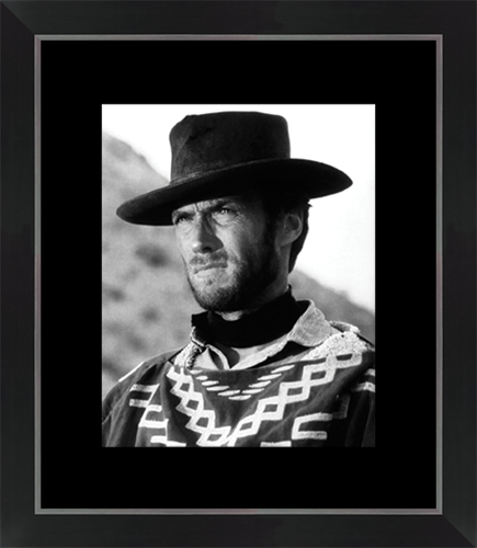 Tableau noir et blanc Clint Eastwood dans le film pour une poignée de dollars