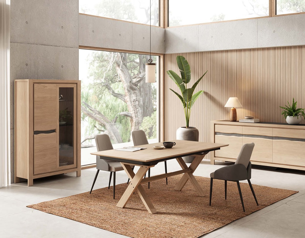 Vitrine 1 porte bois 1 porte vitrée Natura