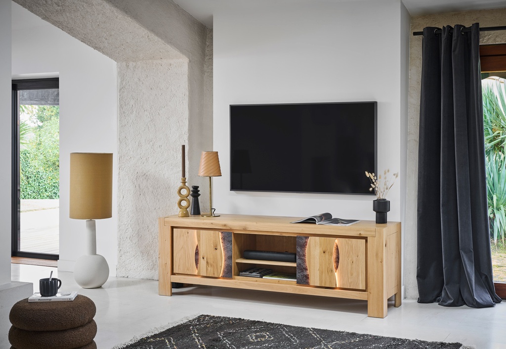 Meuble TV 2 Portes 1 Niche 180 cm Legend