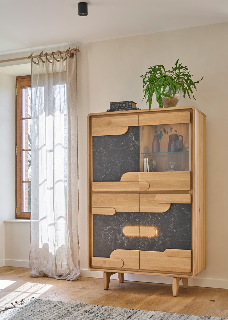 Vitrine 3 portes bois 1 porte vitrée Absolu