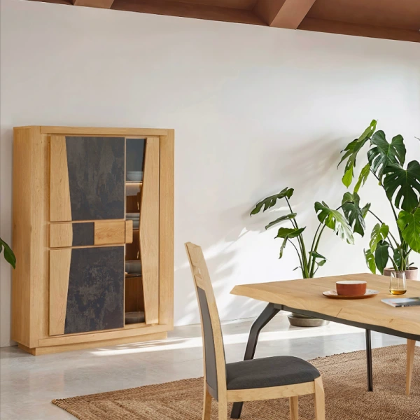 Vitrine Corto 2 portes - 1 tiroir - 1 porte vitrée