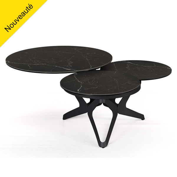 [PS-7054-33978] Table basse pivotantes Sydney (NOIR MARBRÉ)