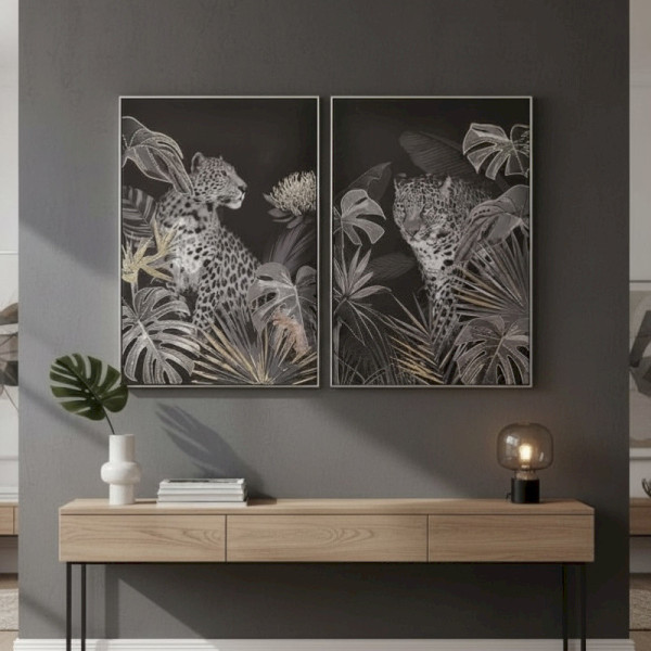 [C5384] Quaddro toile encadrée panthére 80x120